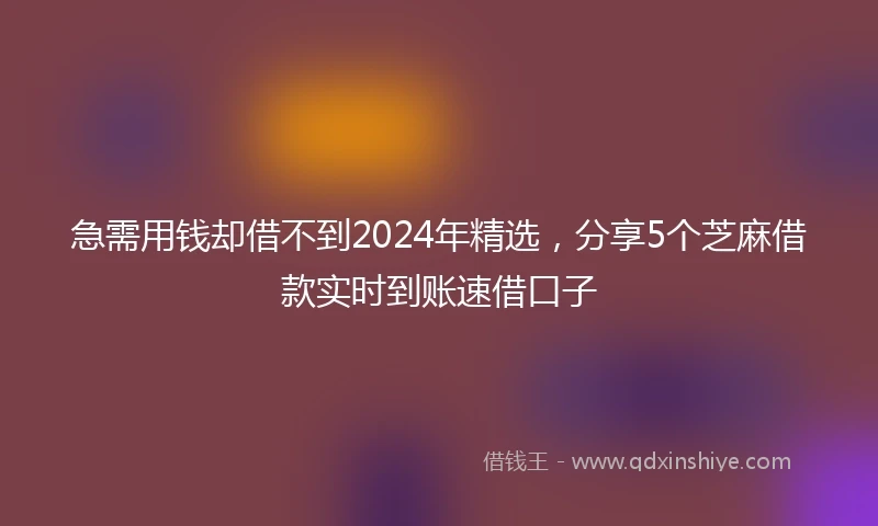急需用钱却借不到2024年精选，分享5个芝麻借款实时到账速借口子