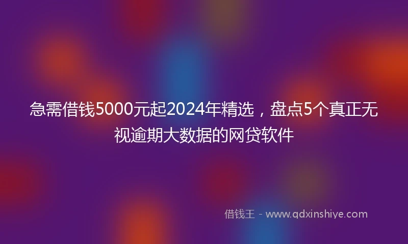 急需借钱5000元起2024年精选，盘点5个真正无视逾期大数据的网贷软件
