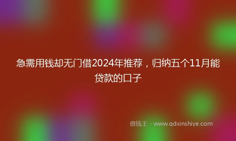急需用钱却无门借2024年推荐，归纳五个11月能贷款的口子