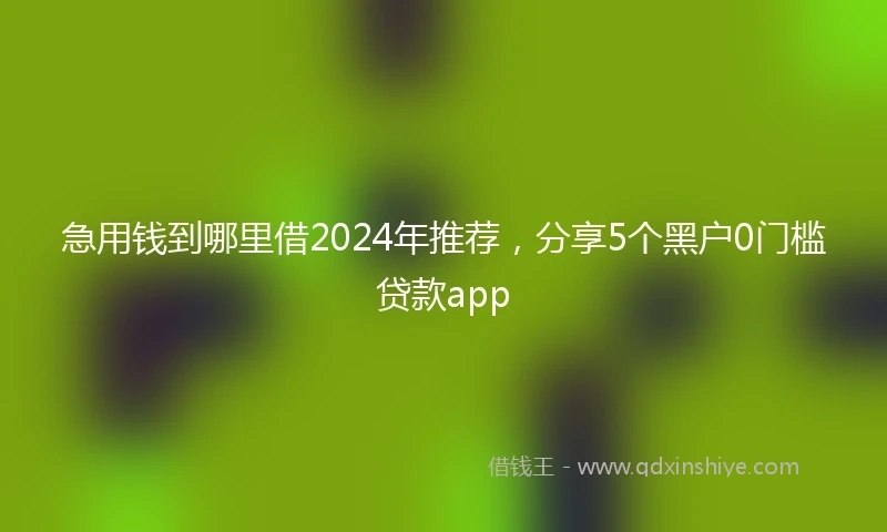 急用钱到哪里借2024年推荐，分享5个黑户0门槛贷款app