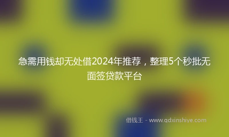 急需用钱却无处借2024年推荐，整理5个秒批无面签贷款平台