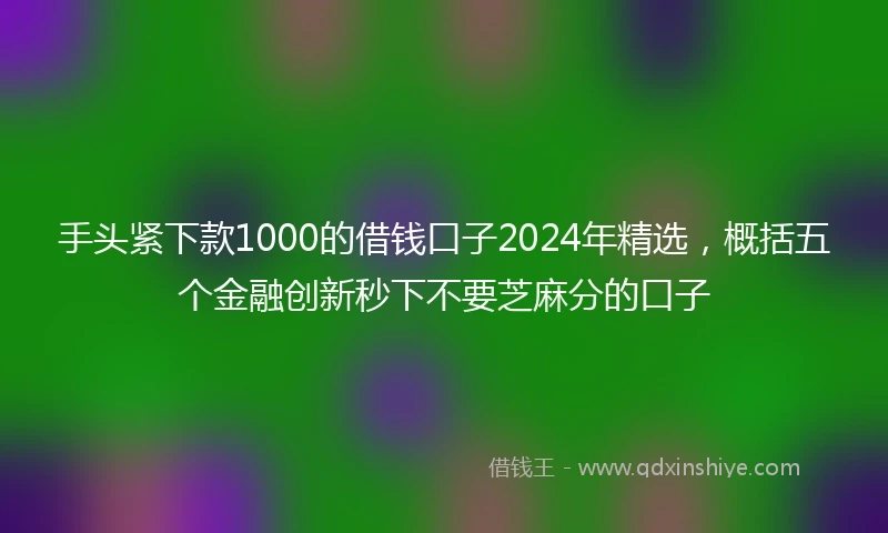 手头紧下款1000的借钱口子2024年精选，概括五个金融创新秒下不要芝麻分的口子