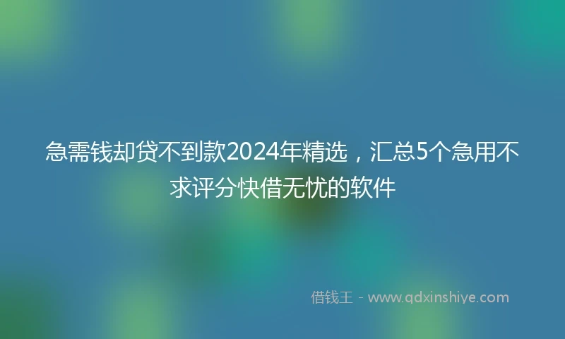 急需钱却贷不到款2024年精选，汇总5个急用不求评分快借无忧的软件
