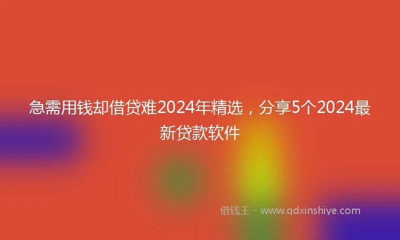 急需用钱却借贷难2024年精选，分享5个2024最新贷款软件
