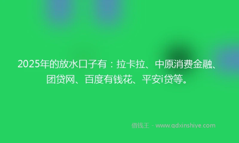 2025年的放水口子有：拉卡拉、中原消费金融、团贷网、百度有钱花、平安i贷等。