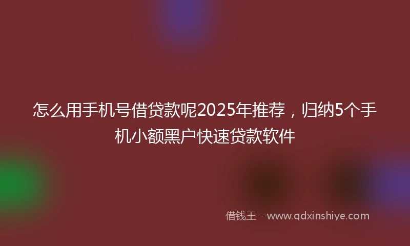 怎么用手机号借贷款呢2025年推荐，归纳5个手机小额黑户快速贷款软件