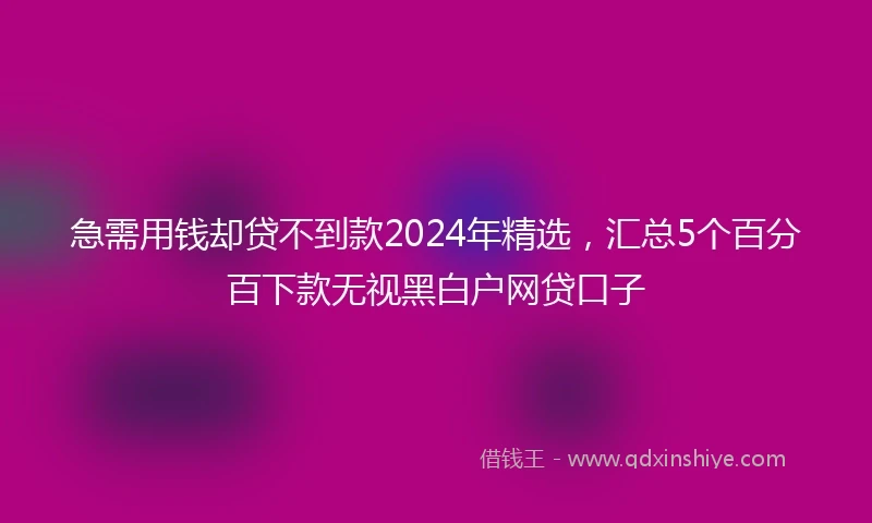 急需用钱却贷不到款2024年精选，汇总5个百分百下款无视黑白户网贷口子