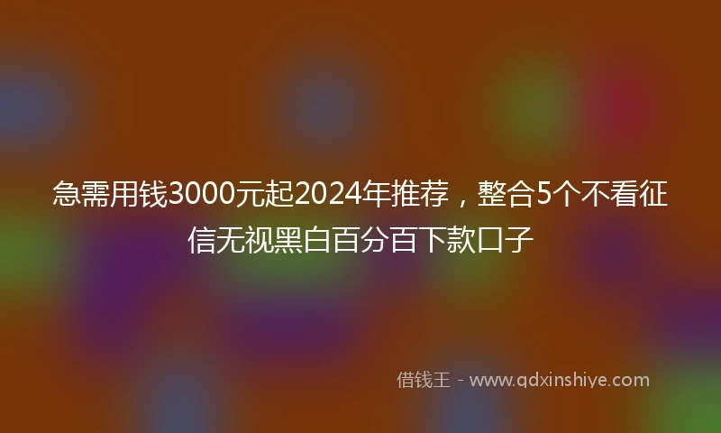 急需用钱3000元起2024年推荐，整合5个不看征信无视黑白百分百下款口子