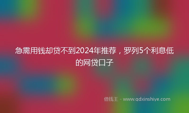急需用钱却贷不到2024年推荐，罗列5个利息低的网贷口子