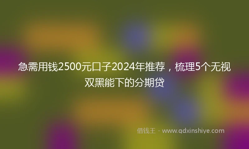 急需用钱2500元口子2024年推荐，梳理5个无视双黑能下的分期贷