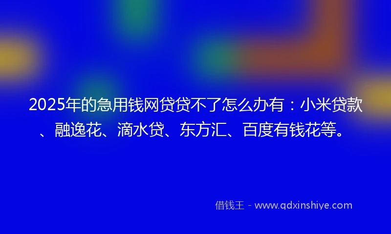 2025年的急用钱网贷贷不了怎么办有：小米贷款、融逸花、滴水贷、东方汇、百度有钱花等。