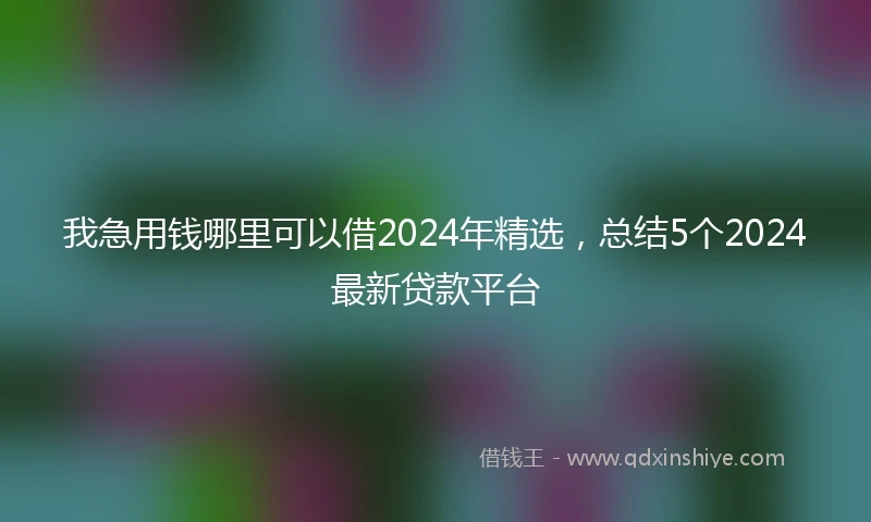 我急用钱哪里可以借2024年精选，总结5个2024最新贷款平台