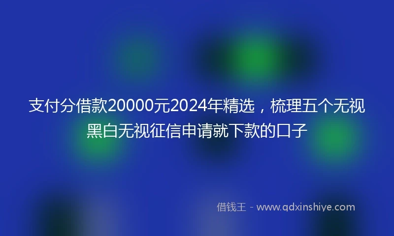 支付分借款20000元2024年精选，梳理五个无视黑白无视征信申请就下款的口子