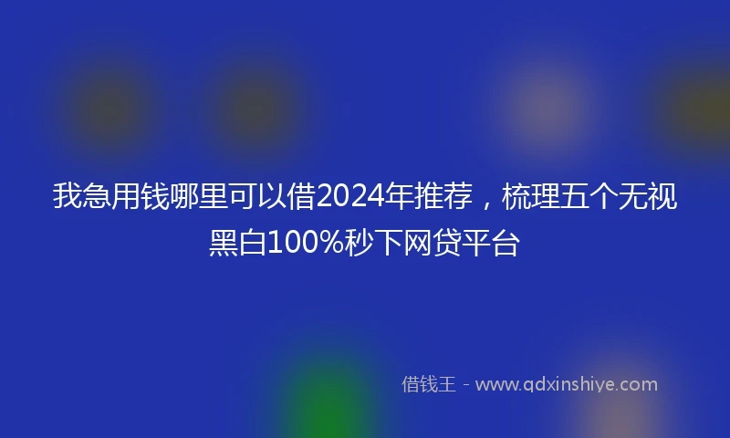 我急用钱哪里可以借2024年推荐，梳理五个无视黑白100%秒下网贷平台