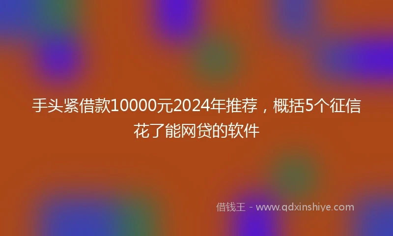 手头紧借款10000元2024年推荐，概括5个征信花了能网贷的软件