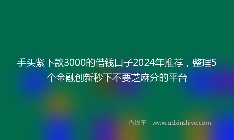 手头紧下款3000的借钱口子2024年推荐，整理5个金融创新秒下不要芝麻分的平台