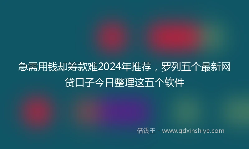 急需用钱却筹款难2024年推荐，罗列五个最新网贷口子今日整理这五个软件