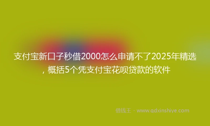 支付宝新口子秒借2000怎么申请不了2025年精选，概括5个凭支付宝花呗贷款的软件