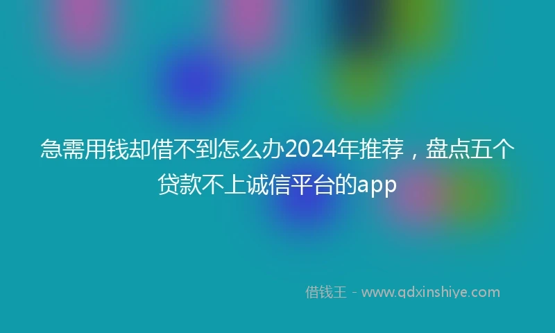 急需用钱却借不到怎么办2024年推荐，盘点五个贷款不上诚信平台的app