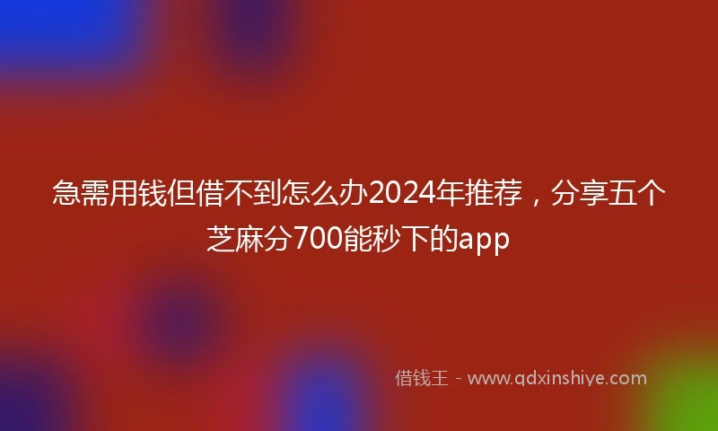 急需用钱但借不到怎么办2024年推荐，分享五个芝麻分700能秒下的app
