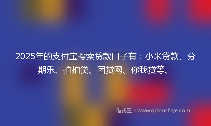 2025年的支付宝搜索贷款口子有：小米贷款、分期乐、拍拍贷、团贷网、你我贷等。