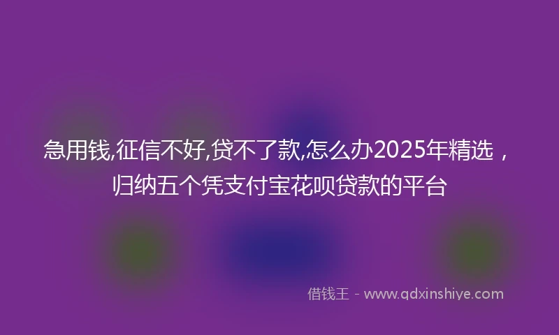 急用钱,征信不好,贷不了款,怎么办2025年精选，归纳五个凭支付宝花呗贷款的平台