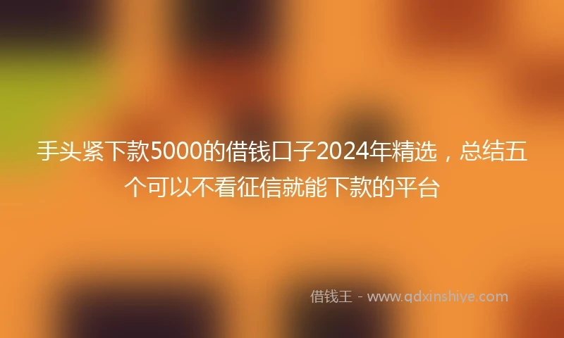 手头紧下款5000的借钱口子2024年精选，总结五个可以不看征信就能下款的平台