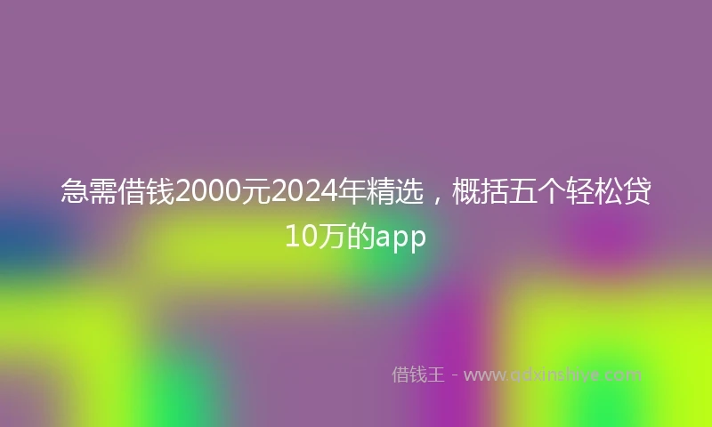 急需借钱2000元2024年精选，概括五个轻松贷10万的app
