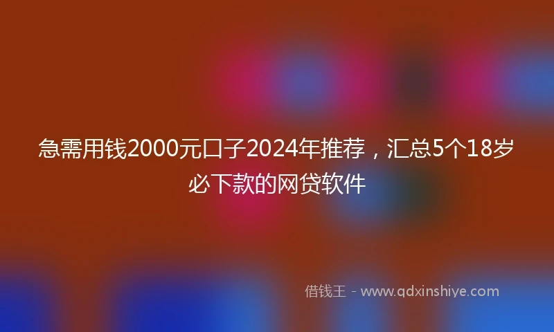 急需用钱2000元口子2024年推荐，汇总5个18岁必下款的网贷软件