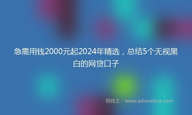 急需用钱2000元起2024年精选，总结5个无视黑白的网贷口子