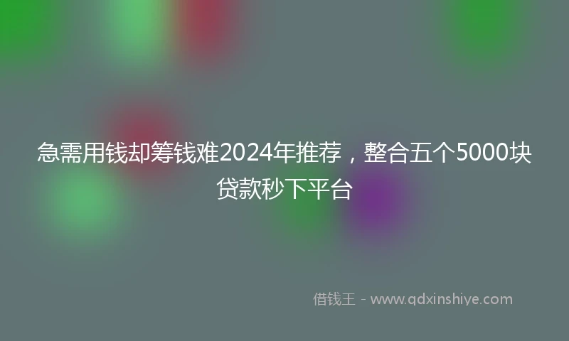 急需用钱却筹钱难2024年推荐，整合五个5000块贷款秒下平台