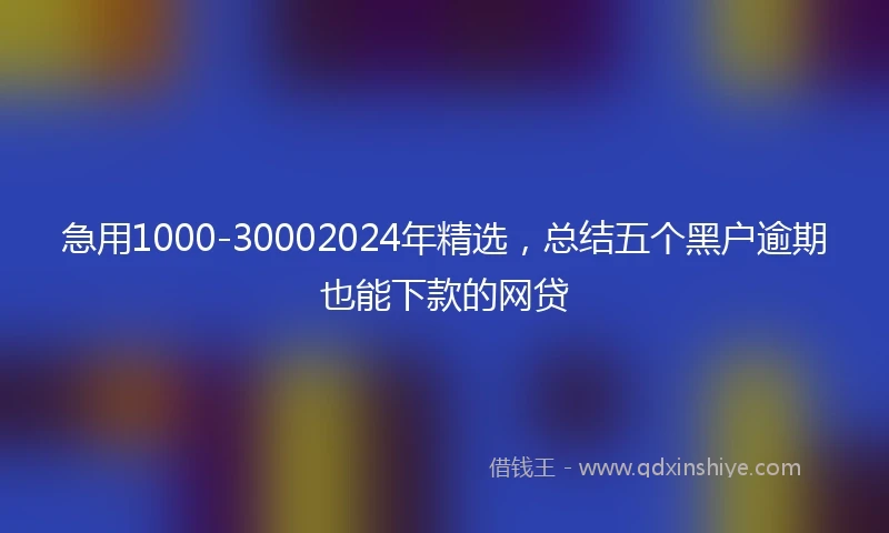 急用1000-30002024年精选，总结五个黑户逾期也能下款的网贷