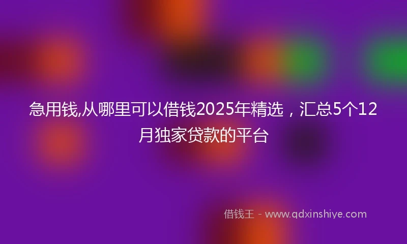 急用钱,从哪里可以借钱2025年精选，汇总5个12月独家贷款的平台