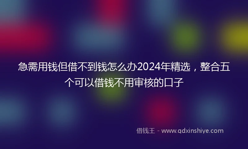 急需用钱但借不到钱怎么办2024年精选，整合五个可以借钱不用审核的口子