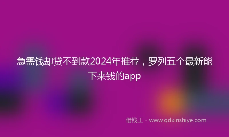急需钱却贷不到款2024年推荐，罗列五个最新能下来钱的app
