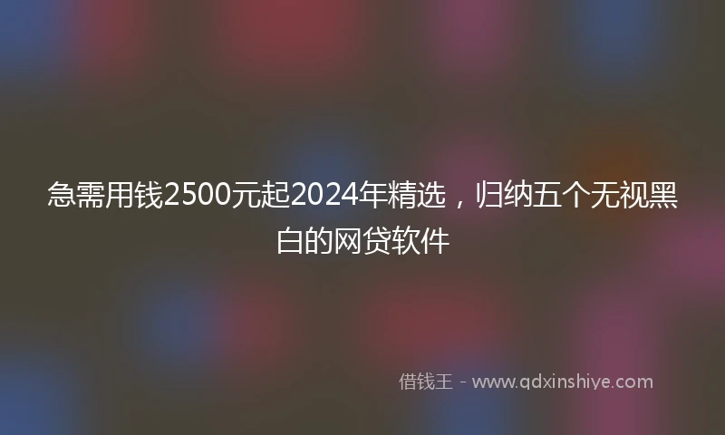 急需用钱2500元起2024年精选，归纳五个无视黑白的网贷软件