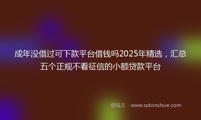 成年没借过可下款平台借钱吗2025年精选,汇总五个正规不看征信的小额贷款平台