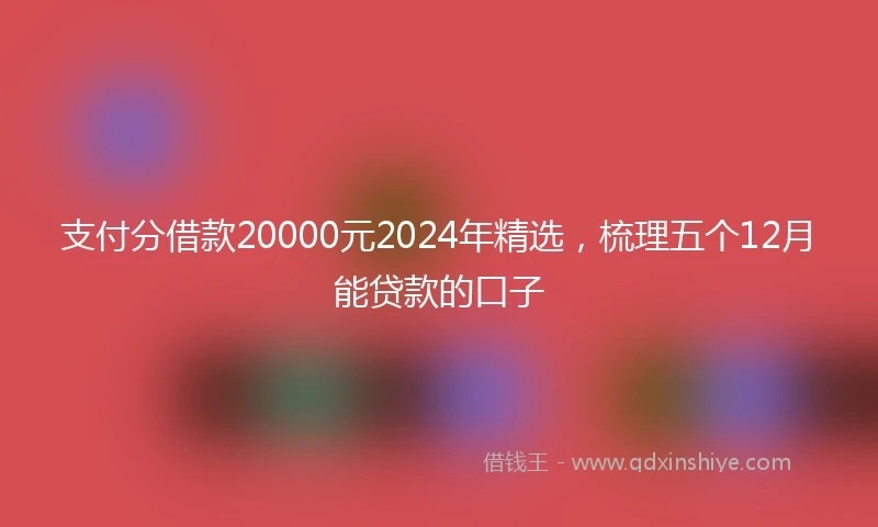 支付分借款20000元2024年精选，梳理五个12月能贷款的口子