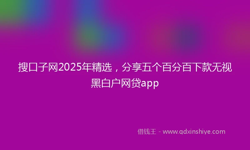 搜口子网2025年精选，分享五个百分百下款无视黑白户网贷app