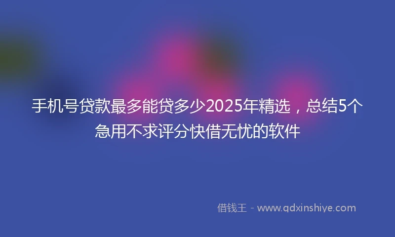 手机号贷款最多能贷多少2025年精选，总结5个急用不求评分快借无忧的软件