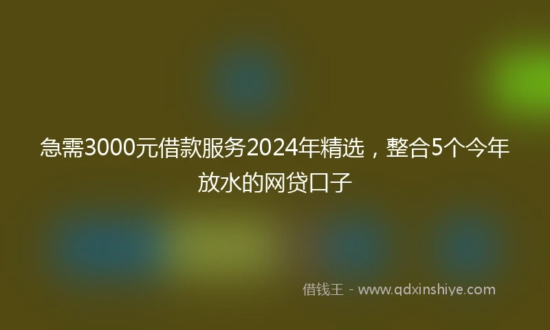 急需3000元借款服务2024年精选，整合5个今年放水的网贷口子