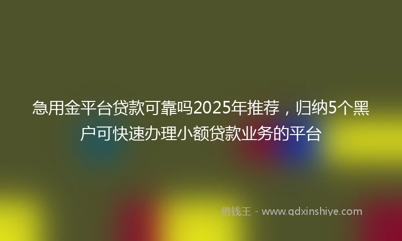 急用金平台贷款可靠吗2025年推荐，归纳5个黑户可快速办理小额贷款业务的平台