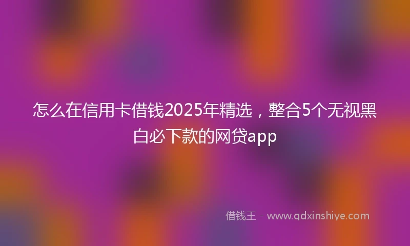 怎么在信用卡借钱2025年精选，整合5个无视黑白必下款的网贷app