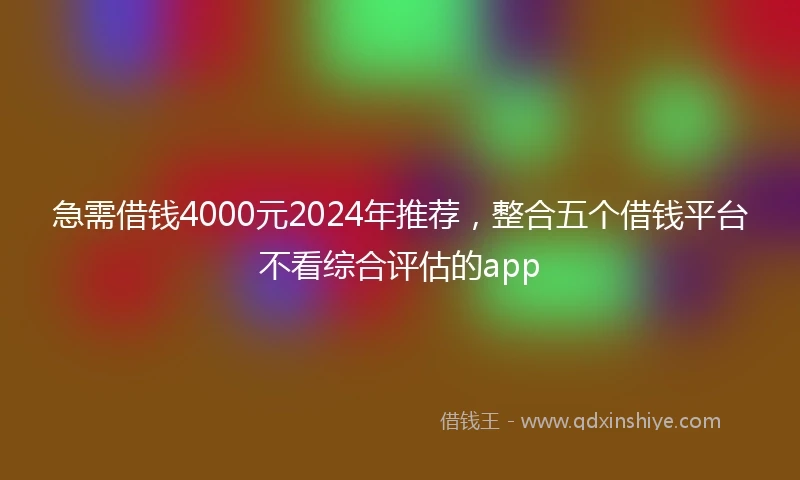 急需借钱4000元2024年推荐，整合五个借钱平台不看综合评估的app