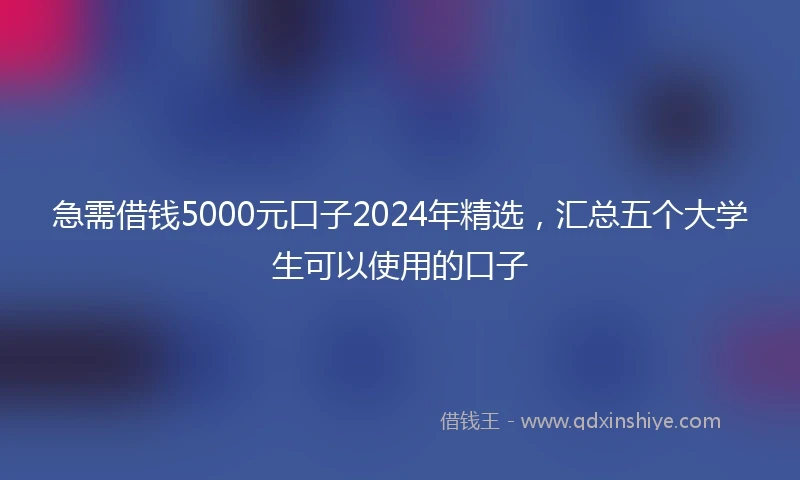 急需借钱5000元口子2024年精选，汇总五个大学生可以使用的口子
