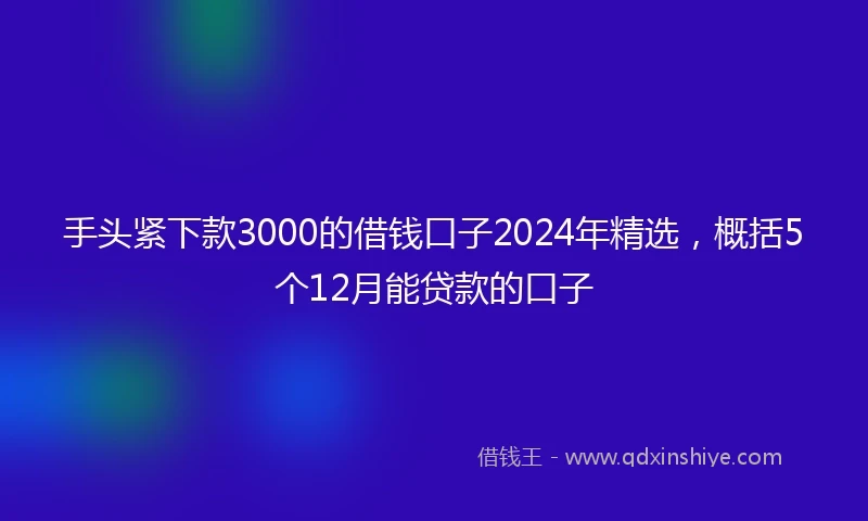 手头紧下款3000的借钱口子2024年精选，概括5个12月能贷款的口子