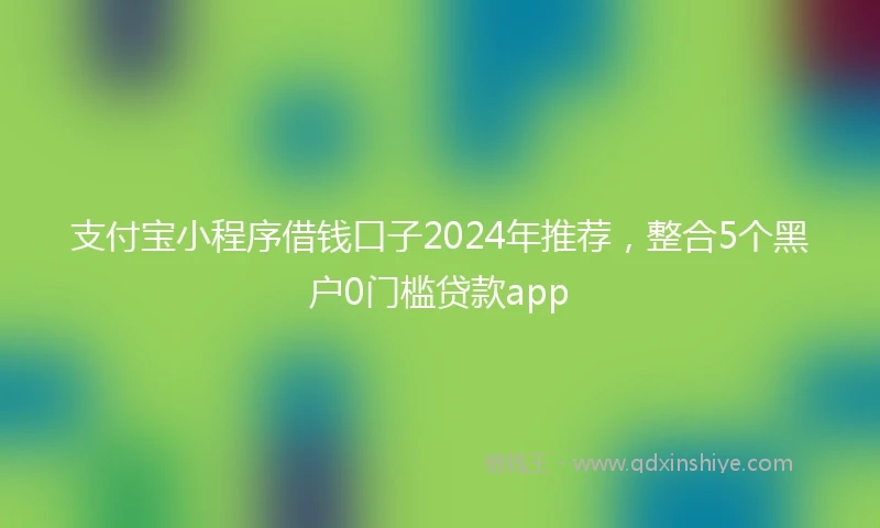 支付宝小程序借钱口子2024年推荐，整合5个黑户0门槛贷款app