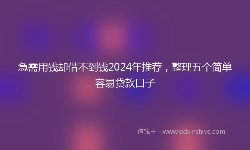 急需用钱却借不到钱2024年推荐，整理五个简单容易贷款口子