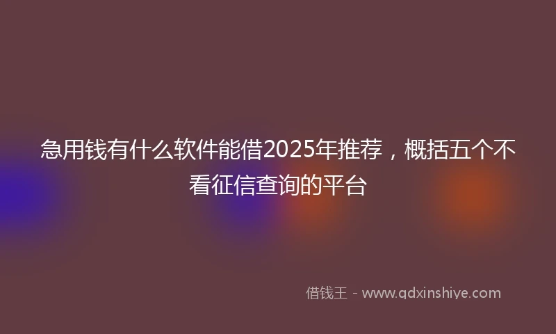 急用钱有什么软件能借2025年推荐，概括五个不看征信查询的平台