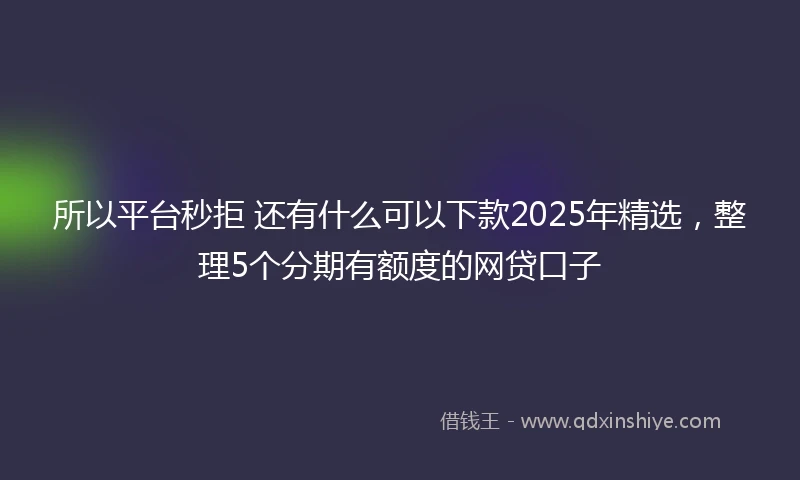 所以平台秒拒 还有什么可以下款2025年精选，整理5个分期有额度的网贷口子